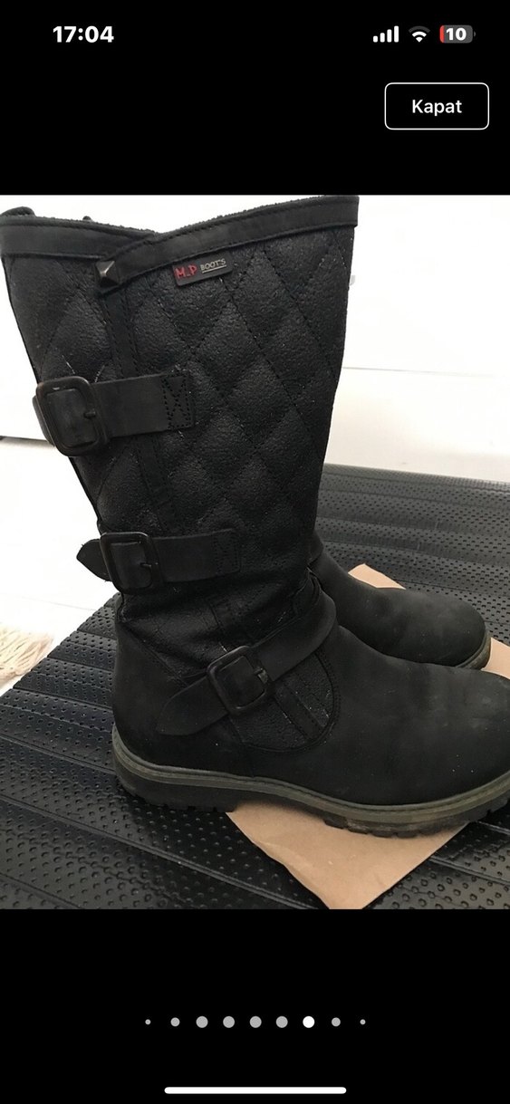 kadın uzun bot çizme Siyah Tokalı Biker Bot - Görsel 3