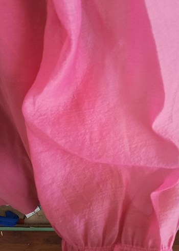 Balon kol penye,Pembe Kısa Kollu Bluz - Görsel 4