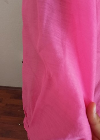 Balon kol penye,Pembe Kısa Kollu Bluz - Görsel 3