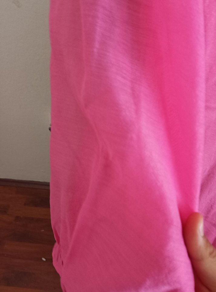 Balon kol penye,Pembe Kısa Kollu Bluz - Görsel 3