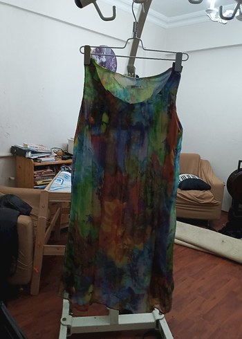 Renkli Batik Desenli Uzun Askısız Kadın Tunik - Görsel 3