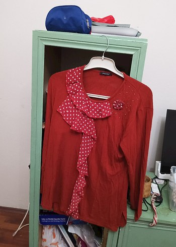 Kiremit Rengi Fırfırlı Hamile Bluzu - Görsel 2