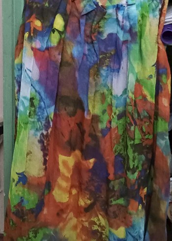 Renkli Bağlama Desenli Uzun Bohem Askısız Tunik ya da Elbise. - Görsel 3