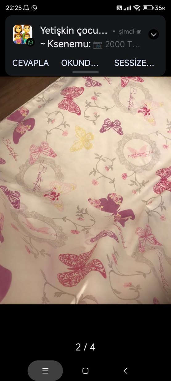 Fon Perde Pembe Kelebek Desenli - Görsel 4