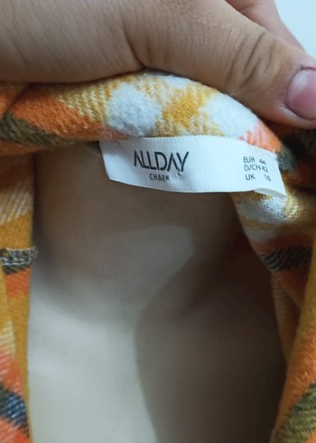 ALLDAY MARKA Sarı Ekose Düğmeli Uzun Kollu Kadın Gömlek - Görsel 4