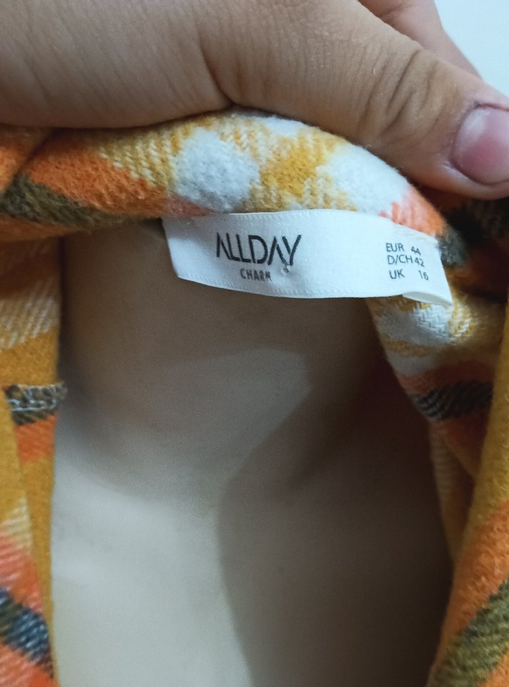 ALLDAY MARKA Sarı Ekose Düğmeli Uzun Kollu Kadın Gömlek - Görsel 4