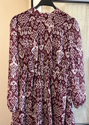 Bordo Bohem Uzun Kollu Midi Elbise - Görsel 2