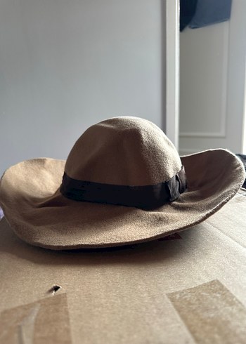 Koyu kahverengi şerit detaylı sütlü Kahverengi Kadın Şapka - Görsel 3