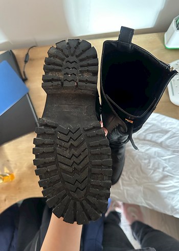 Kadın Siyah Deri Gotik Platform Topuklu Çizme - Görsel 4