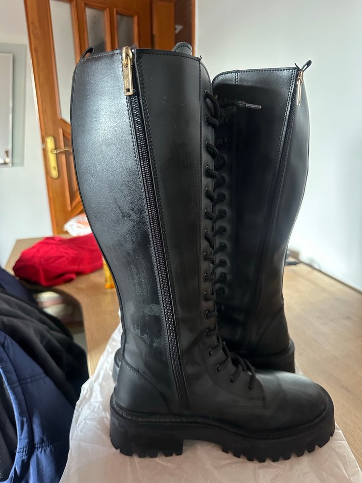 Kadın Siyah Deri Gotik Platform Topuklu Çizme - Görsel 3