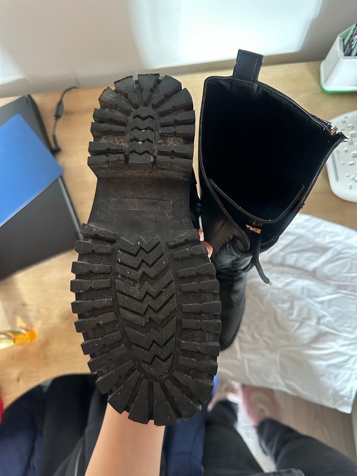 Kadın Siyah Deri Gotik Platform Topuklu Çizme - Görsel 4