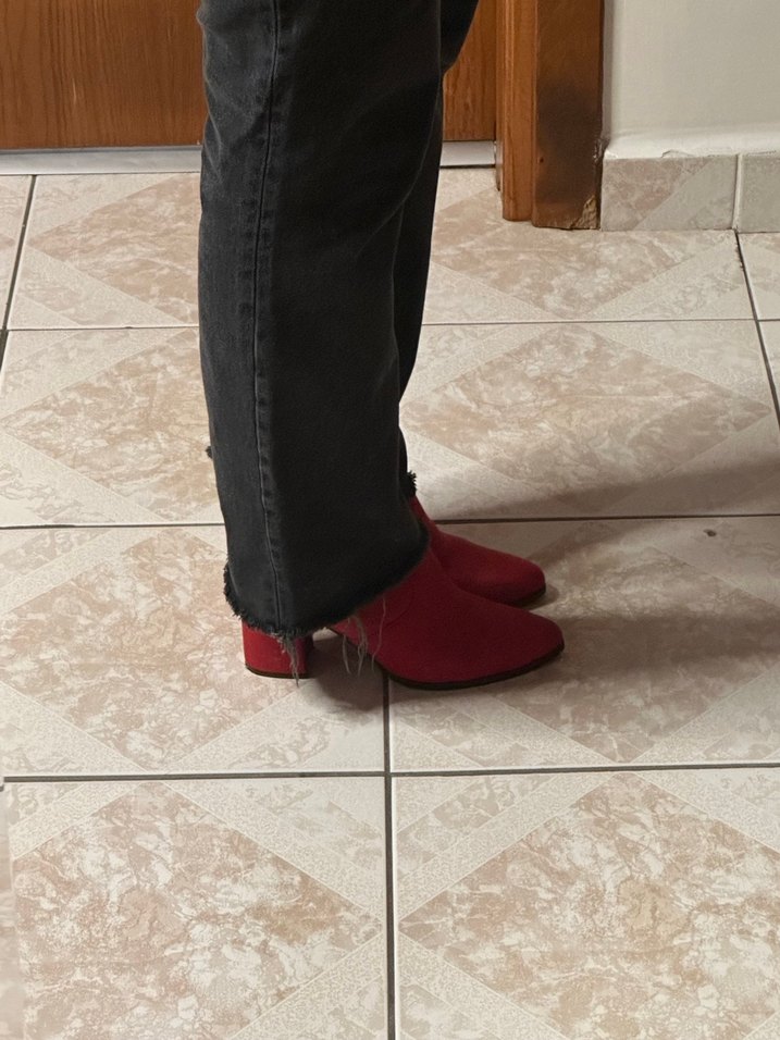 Kırmızı Süet  Kadın Bot - Görsel 4