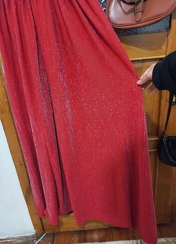 Diğer Askılı Simli Uzun Elbise