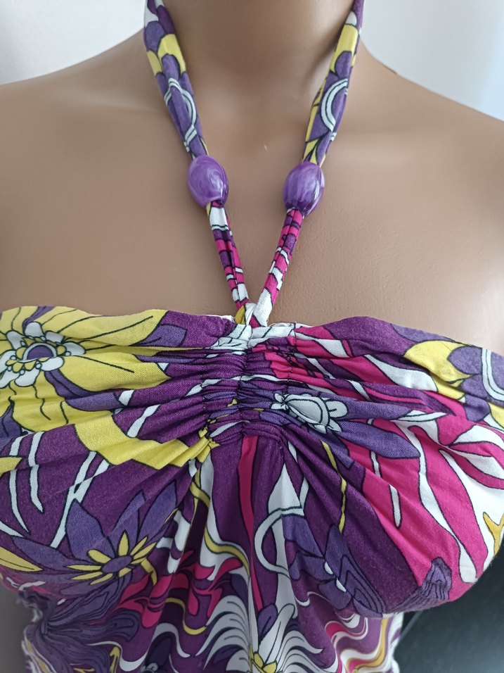 Renkli Çiçek Desenli Bohemi Elbise - Görsel 3