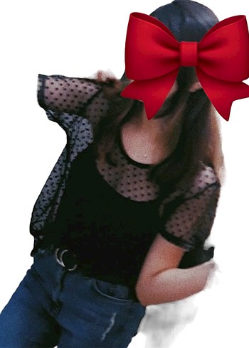 Puantiye Detaylı Siyah Transparan Bluz - Görsel 5