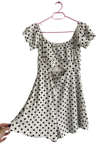 Puantiye Desenli Şort Tulum - Görsel 2