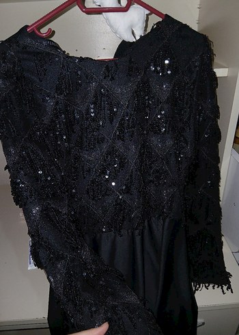 Uzun Siyah Gotik Kadın Abiye Elbise - Görsel 2