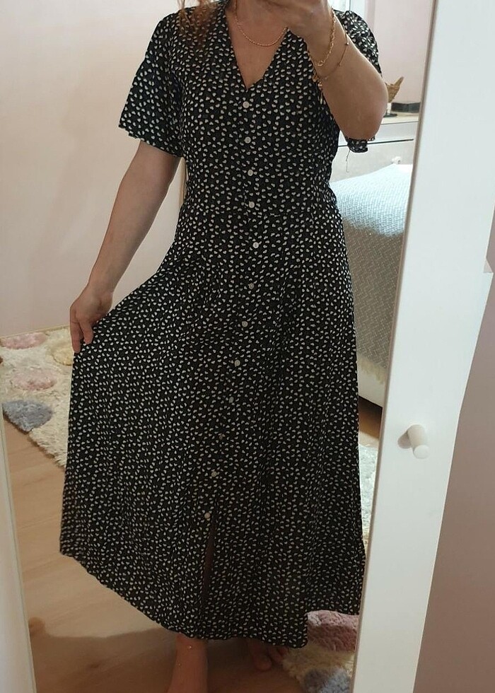 Minik kalpli maxi elbise - Görsel 5