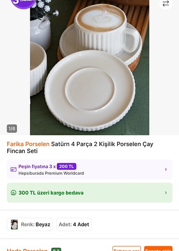 Beyaz Kabartmalı Seramik Fincan Seti - Görsel 4