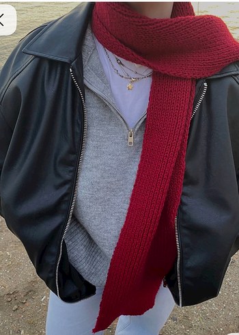 Bordo Örgü Kadın Atkı ve Eldiven Seti - Görsel 5