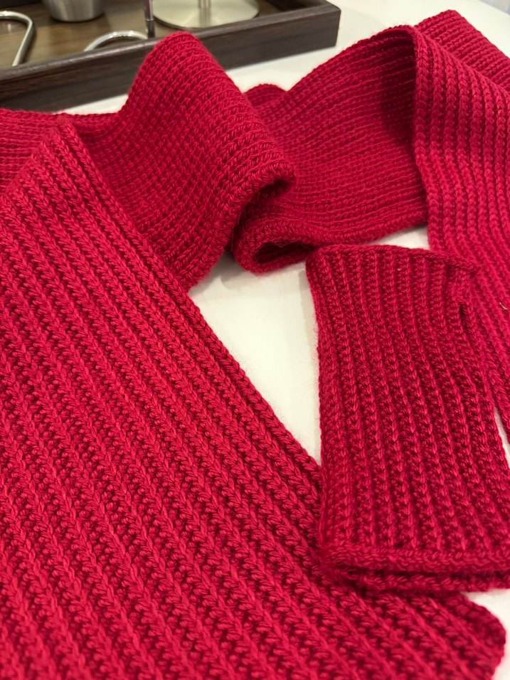 Bordo Örgü Kadın Atkı ve Eldiven Seti - Görsel 3