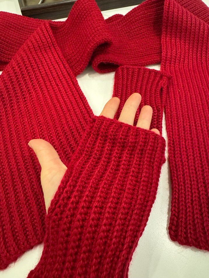 Bordo Örgü Kadın Atkı ve Eldiven Seti - Görsel 2