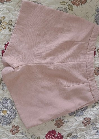 m Beden Düğmeli Pembe Yüksek Bel Mini Şort