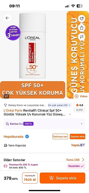 LOREAL GÜNEŞ KREMİ