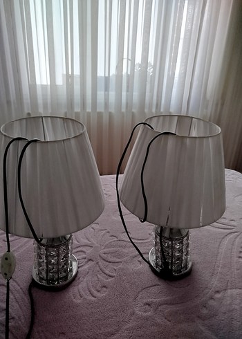Beyaz Kumaş Abajur 2'li Set