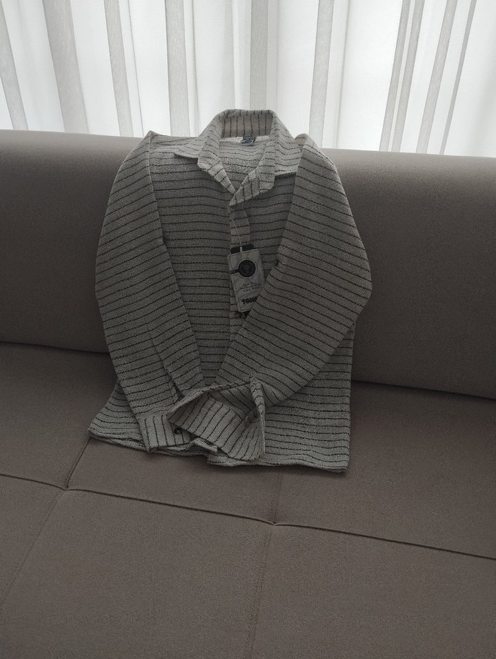 Gri Keten Erkek Gömlek, Düğmeli, Kısa Kollu - Görsel 2