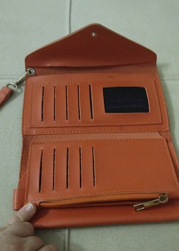 turuncu Deri Fermuarlı Kadın Portföy Cüzdan - Görsel 3