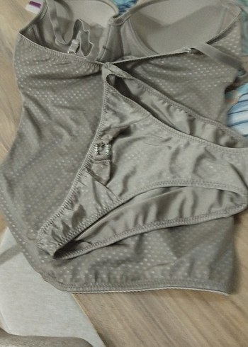 Düğmeli Bej Straplez Bustiyer takımı - Görsel 2