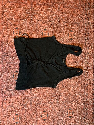 trendyol lacivert büzgülü crop