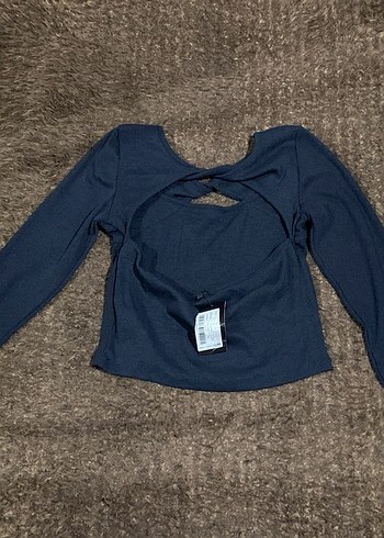 kadın lacivert sırt dekolte detaylı kazak - Görsel 2