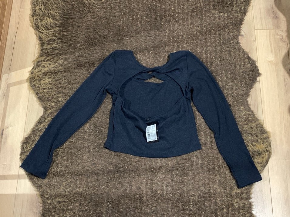 kadın lacivert sırt dekolte detaylı kazak - Görsel 2