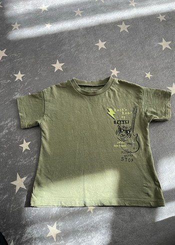Erkek Çocuk Haki Rock Punk Baskılı Tişört