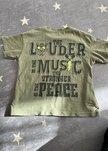 24-36 Ay Beden Erkek Çocuk Haki Rock Punk Baskılı Tişört
