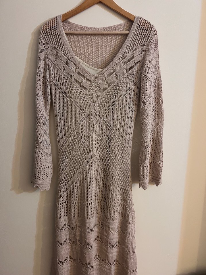 Bohem Tarzı Uzun Örgü Elbise - Görsel 3