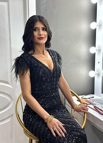 Romanson Siyah payetli abiye 
