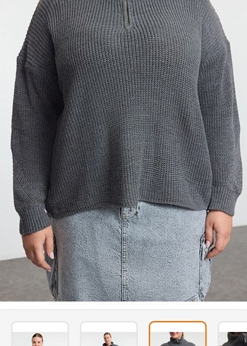 Gri Örgü Kadın Triko Kazak - Görsel 2
