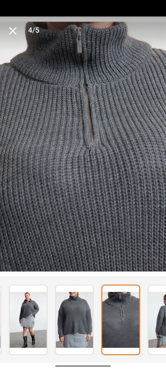 Gri Örgü Kadın Triko Kazak - Görsel 3