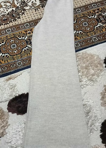 krem Bol Kesim Uzun Kadın pantolon dokuma - Görsel 4