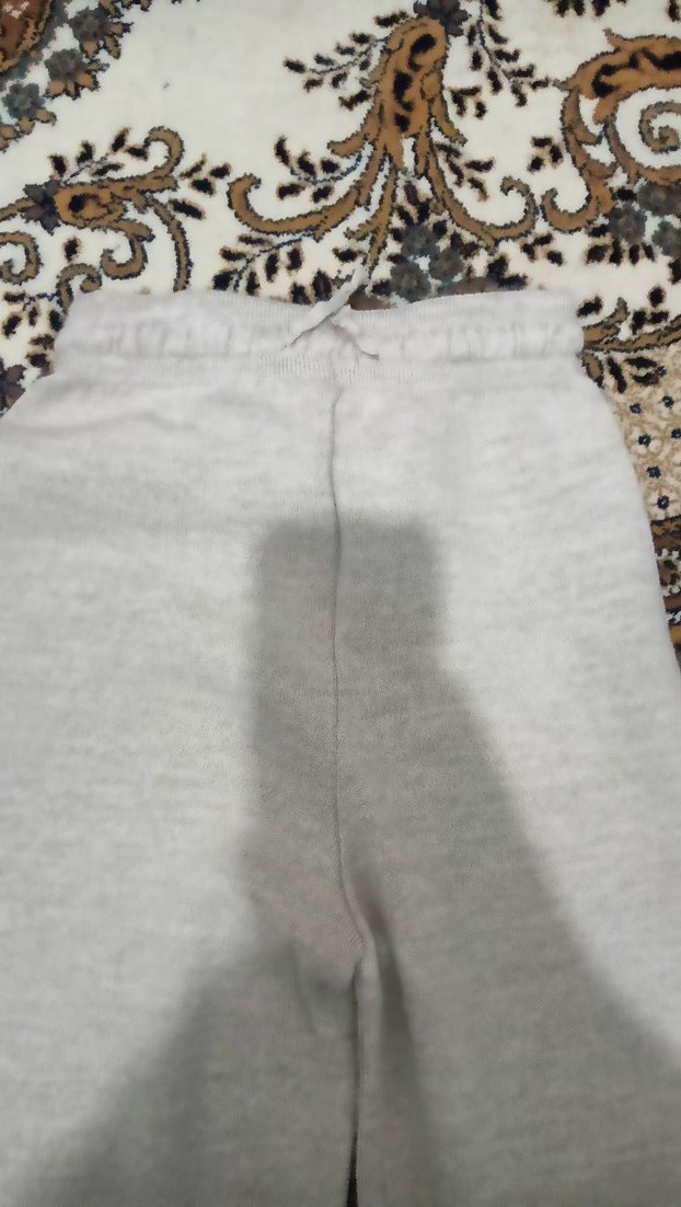 krem Bol Kesim Uzun Kadın pantolon dokuma - Görsel 2