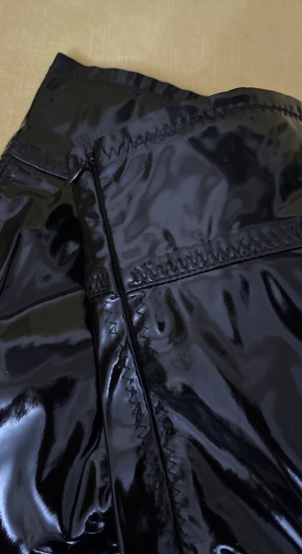 Kadın Siyah Parlak Midi Etek Fermuarlı - Görsel 3