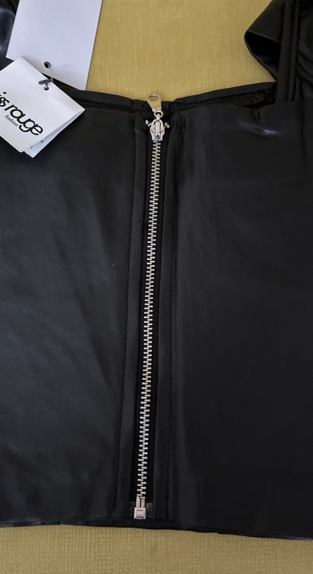 Siyah Deri Gotik Mini Bluz - Görsel 5