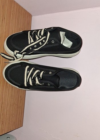 Siyah Platform Topuklu Kadın Spor Ayakkabı - Görsel 4