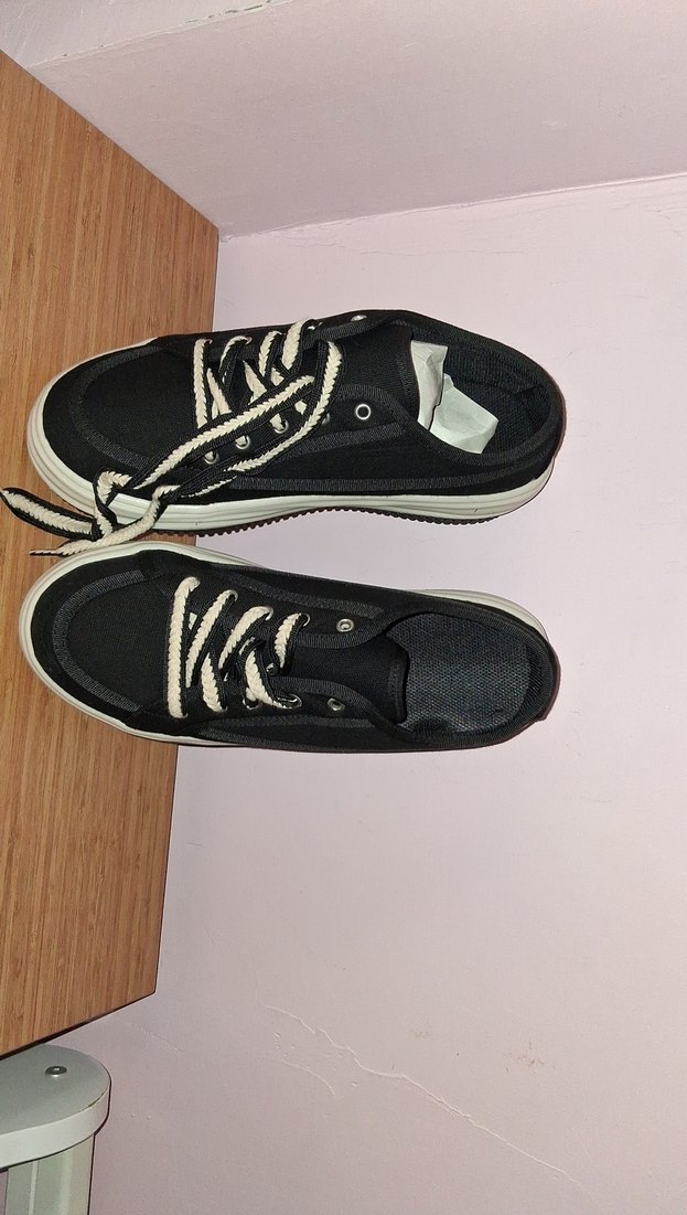 Siyah Platform Topuklu Kadın Spor Ayakkabı - Görsel 4