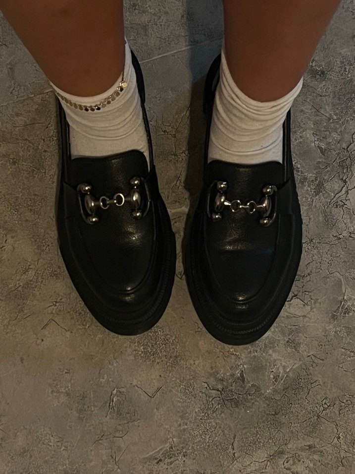 Siyah Tokalı Kalın Topuklu Kadın Loafer - Görsel 2