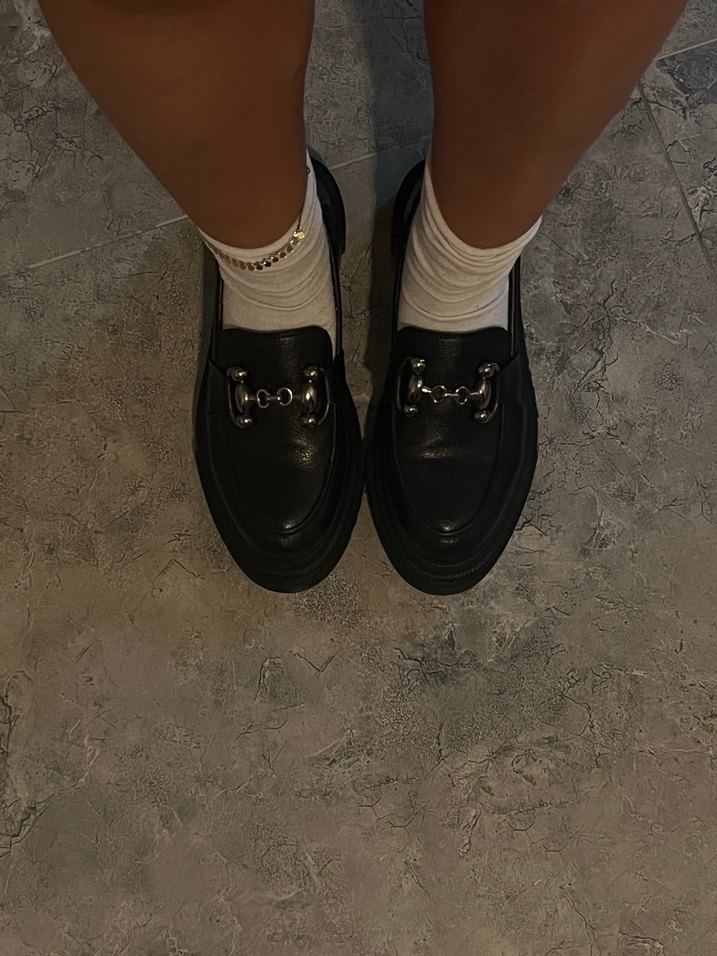 Siyah Tokalı Kalın Topuklu Kadın Loafer - Görsel 3