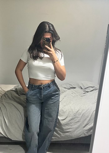 Gri Bol Kesim Midi Kadın Jean - Görsel 4